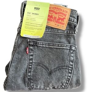 Levis 510 Skinny Mens Jeans Black‎ Wash Stretch Denim W28 L32
